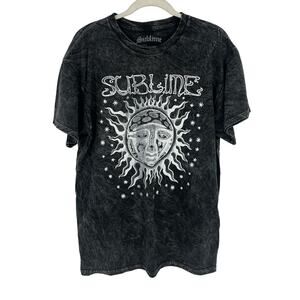 Officially Licensed Sublime Classic Sun T-Shirt Black Acid Wash Large NWOT
